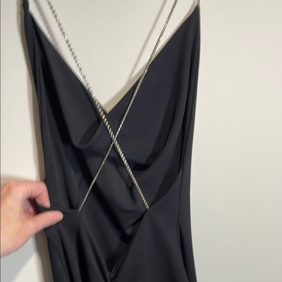 Vintage Black Sleeveless Crystal Spaghetti Strap Slip Dress - Picture 6 of 8